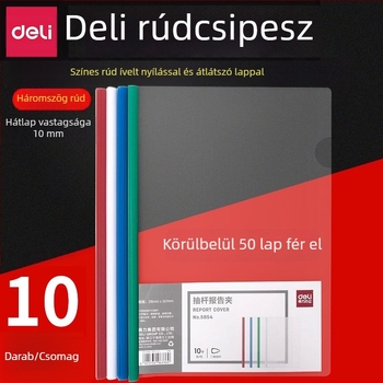 Deli 5854 átlátszó A4-es húzórúd mappa, 10 db/csomag