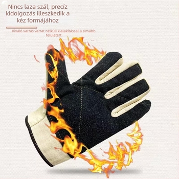 Munkakesztyű vászonból a munkavédelemhez, hőszigetelő, égés elleni, magas hőmérséklet-állóság, kopásálló, háromrétegben vastagított vászon kesztyű