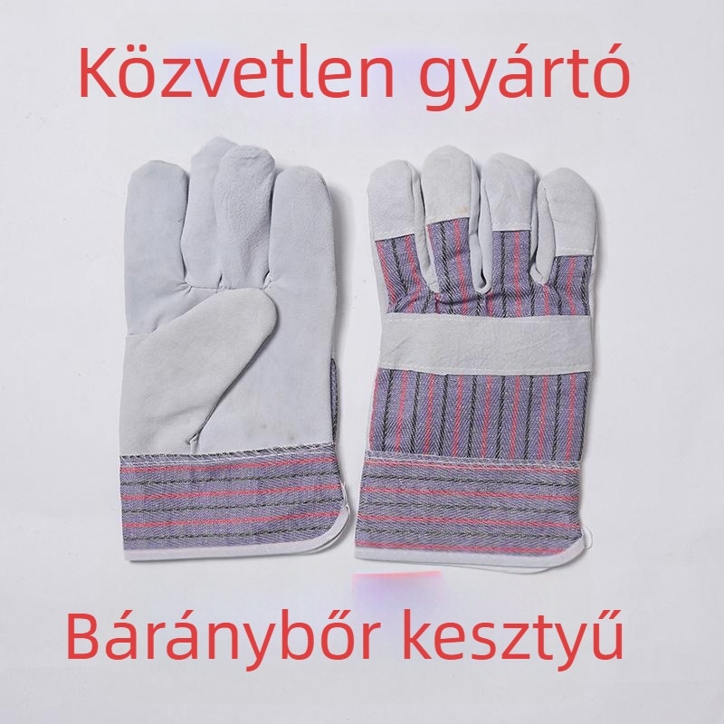 Báránybőr kesztyű teljes tenyérrel, puha és könnyű, sokoldalú, jó ár-érték arány, alkalmas raktározásra, autójavításra és építésre, hőálló és magas hőmérséklet-állóságú, hegesztő kesztyű