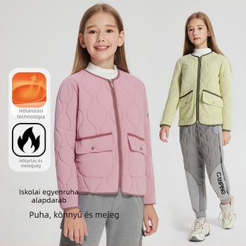 2025-ös gyerek quilting kabát cipzárral, téli viselet