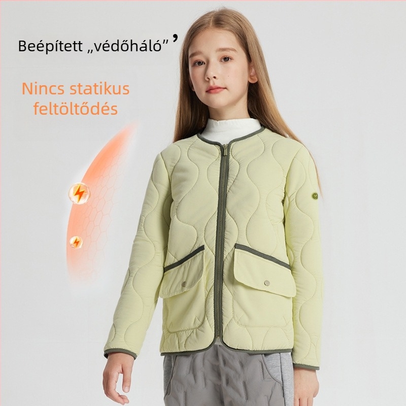 2025-ös gyerek quilting kabát cipzárral, téli viselet