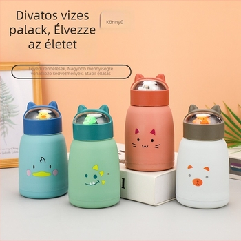 Gyerekeknek szánt dupla falú üveg pohár fedéllel, hordozható ivóedény aranyos háziállat mintával, diákok számára, logónyomtatás