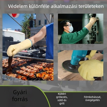 Aramid hőálló kesztyű BBQ-hoz, sütőhöz és mikróhoz – égési sérülések elleni védelem, hőszigetelés, tűzálló, vágásálló