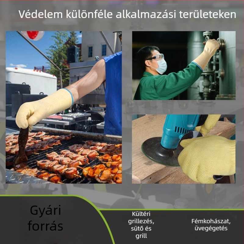 Aramid hőálló kesztyű BBQ-hoz, sütőhöz és mikróhoz – égési sérülések elleni védelem, hőszigetelés, tűzálló, vágásálló