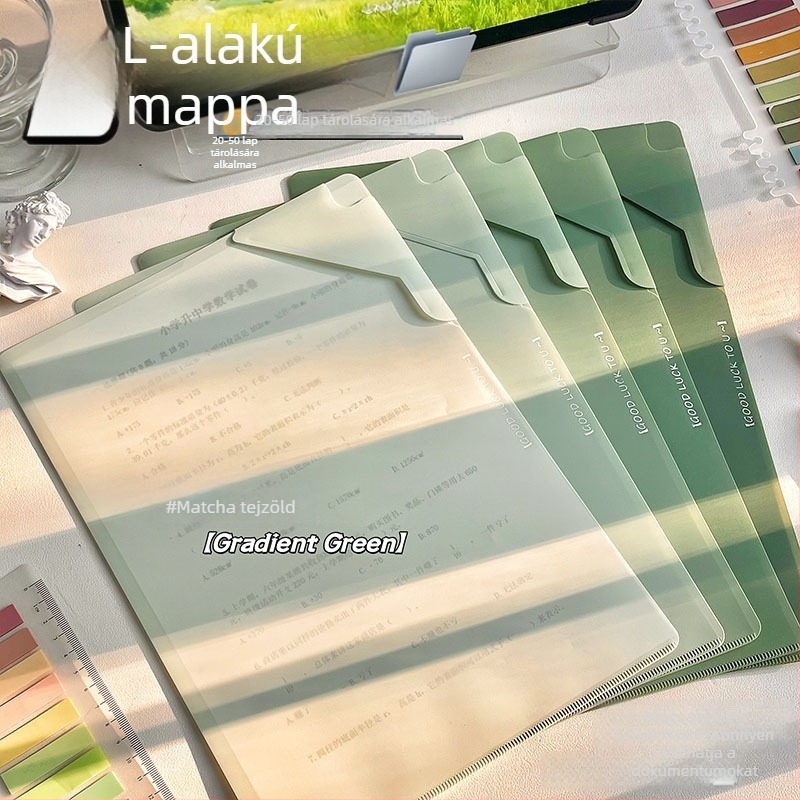 Diákok számára készült L-alakú gradient színű mappa, A4 méret, vastag védő panellel, testreszabható