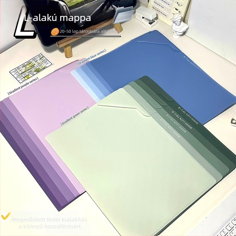 Diákok számára készült L-alakú gradient színű mappa, A4 méret, vastag védő panellel, testreszabható