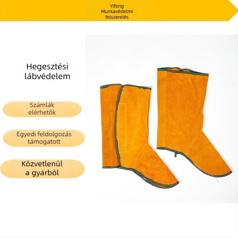 Bőr védő láb- és lábszárvédő hegesztéshez, hőszigetelés, védelem a szikrák ellen, tépőzár