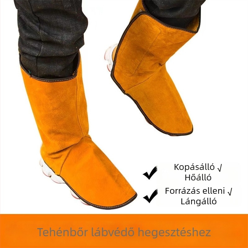 Bőr védő láb- és lábszárvédő hegesztéshez, hőszigetelés, védelem a szikrák ellen, tépőzár