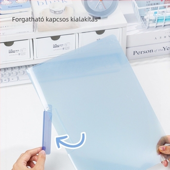 A4 átlátszó dokumentumtartó forgó rúddal és oldalsó zárással