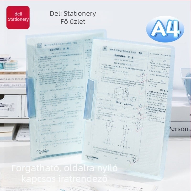 A4 átlátszó dokumentumtartó forgó rúddal és oldalsó zárással