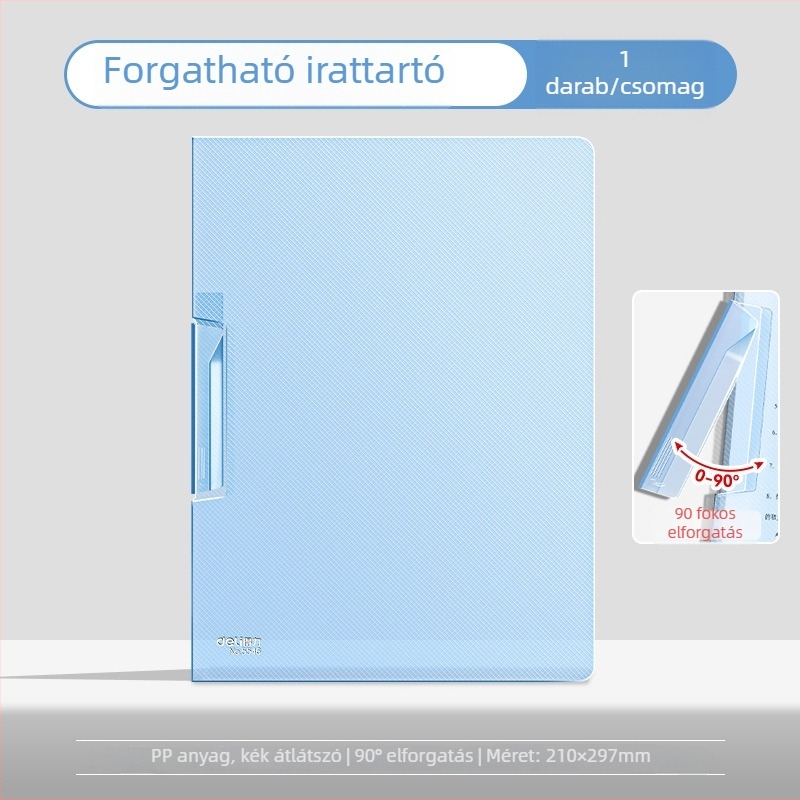 A4 átlátszó dokumentumtartó forgó rúddal és oldalsó zárással