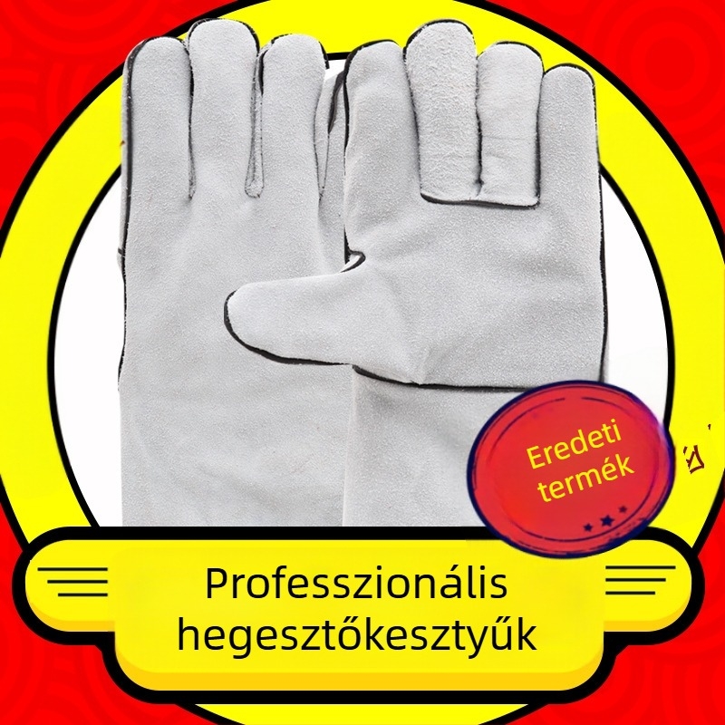 Hosszú marhabőrből készült hegesztőkesztyűk hőszigetelt védelemmel, hegesztőknek, nagykereskedelem