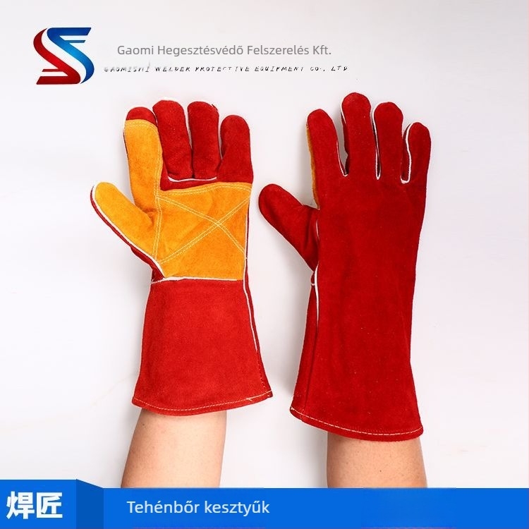 Welder hegesztőkesztyűk marhabőrből, hosszított kivitel, hőszigetelő, lángálló, kopásálló