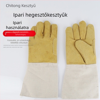 Disznó bőrből készült munkavédelmi kesztyűk, két rétegű hegesztőkesztyűk fémipari megmunkáláshoz