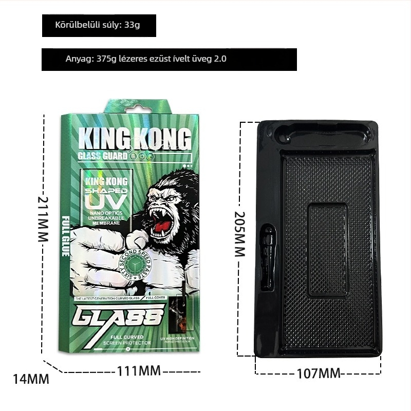 Samsung és Huawei UV fóliás csomagolás a magánélet védelmére karcolt üvegezéshez, doboz gyémánt mintával és belső blister rekesz a hajlított filmhez