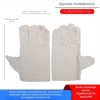 Vászon munkavédelmi kesztyű teljes béléses, dupla rétegben megvastagított, kopásálló hegesztéshez és vasúti karbantartáshoz.