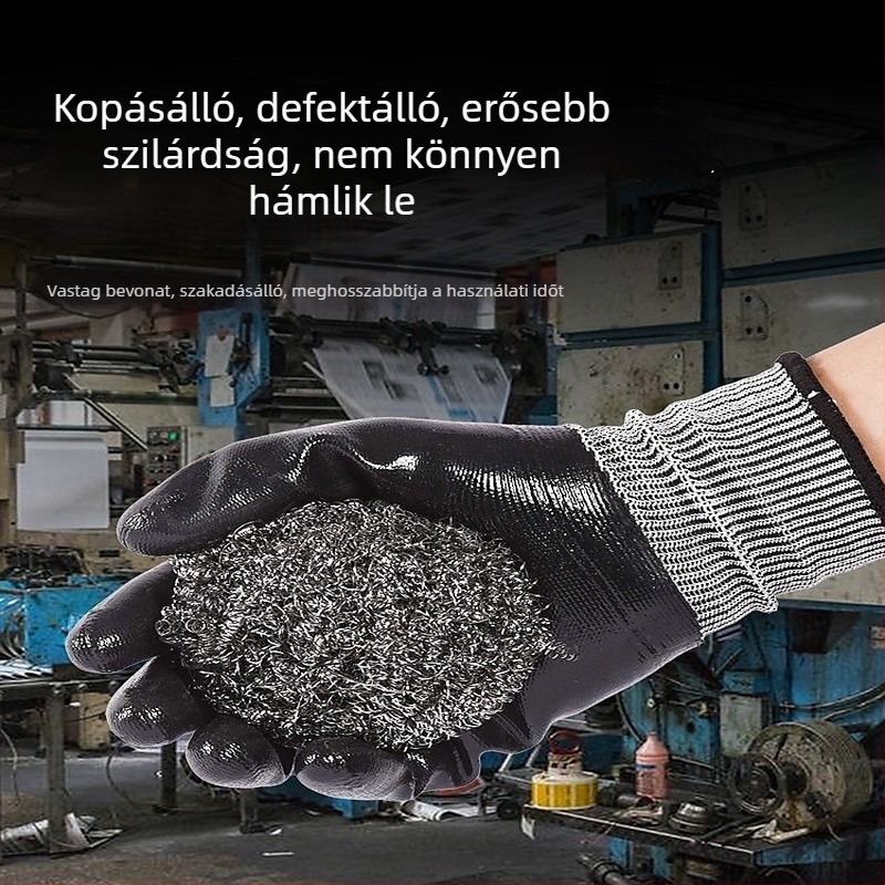 Vastagított gumírozott munkavédelmi kesztyű, kopásálló, olaj- és vízálló, festéshez és hegesztéshez.