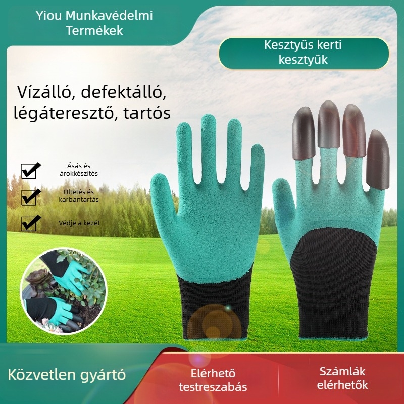 Személyre szabott kerti ültető kesztyűk, légáteresztő és perforáció elleni védelemmel, karmokkal