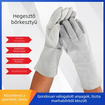 Vékony egyrétegű marhabőrből készült hegesztő kesztyűk, védelem és hőszigetelés hegesztéshez