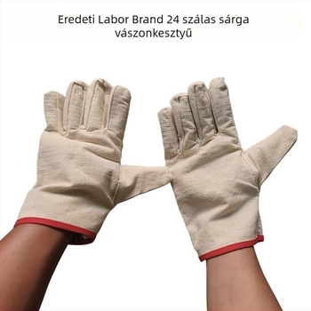 Labor márkájú dupla rétegű, teljesen bélelt sárga vászon kesztyűk hegesztéshez, kopásállóak és megerősített
