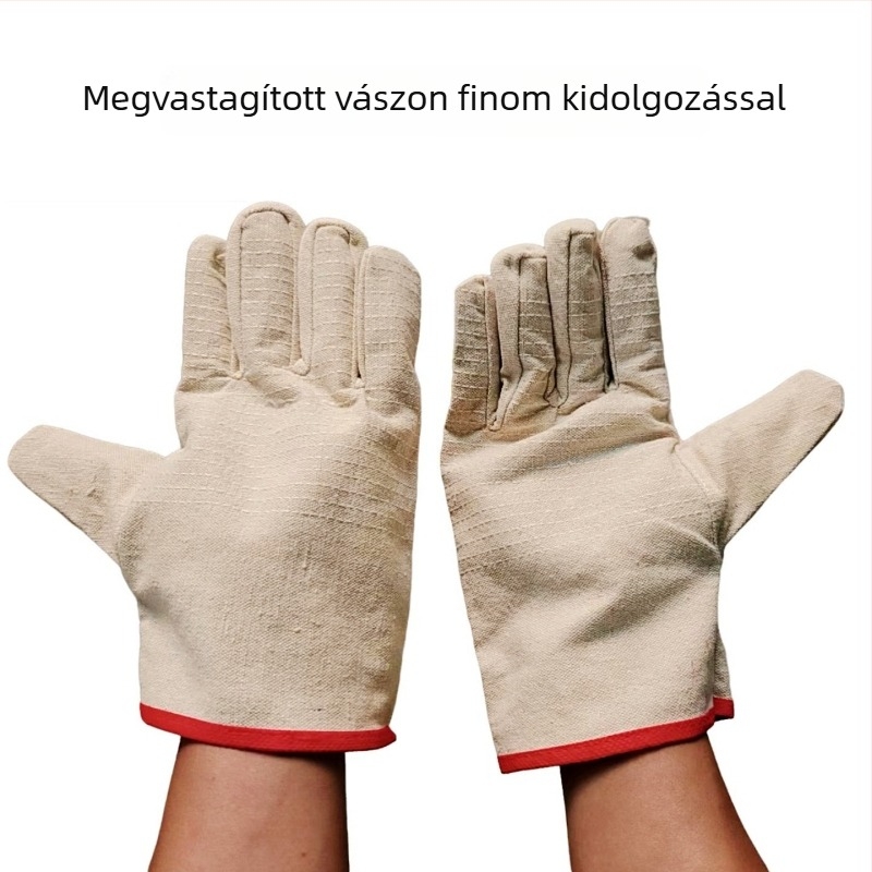 Labor márkájú dupla rétegű, teljesen bélelt sárga vászon kesztyűk hegesztéshez, kopásállóak és megerősített