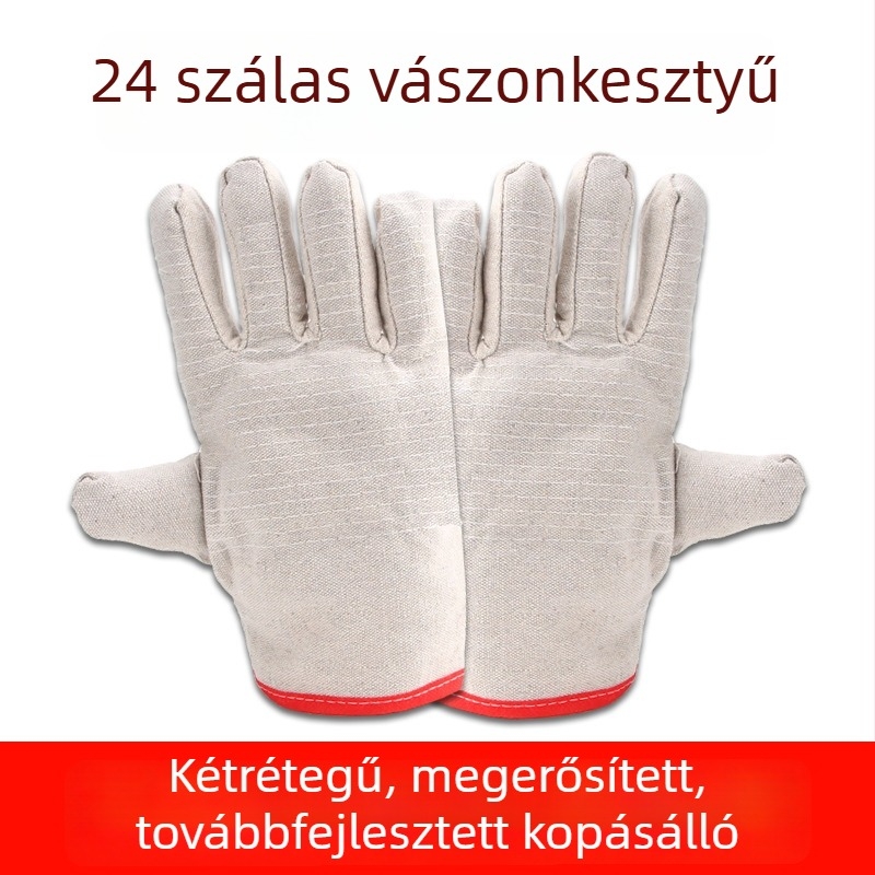 Pamut védőkesztyű hegesztéshez, kopásálló, dupla vastag bélés, teljes belső bélés