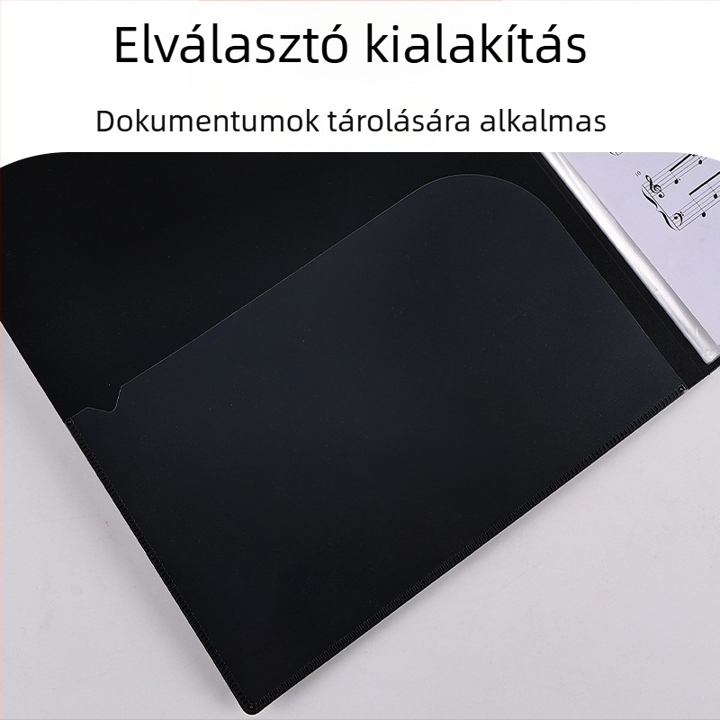 A4 fekete partitúra mappa átlátszó betétekkel, kotta- és zongorás kottákhoz