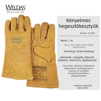 Weitshi 10-2000 lágy hegesztő kesztyűk, kopásállóak, hőállóak, szakadás- és szúrásállóak