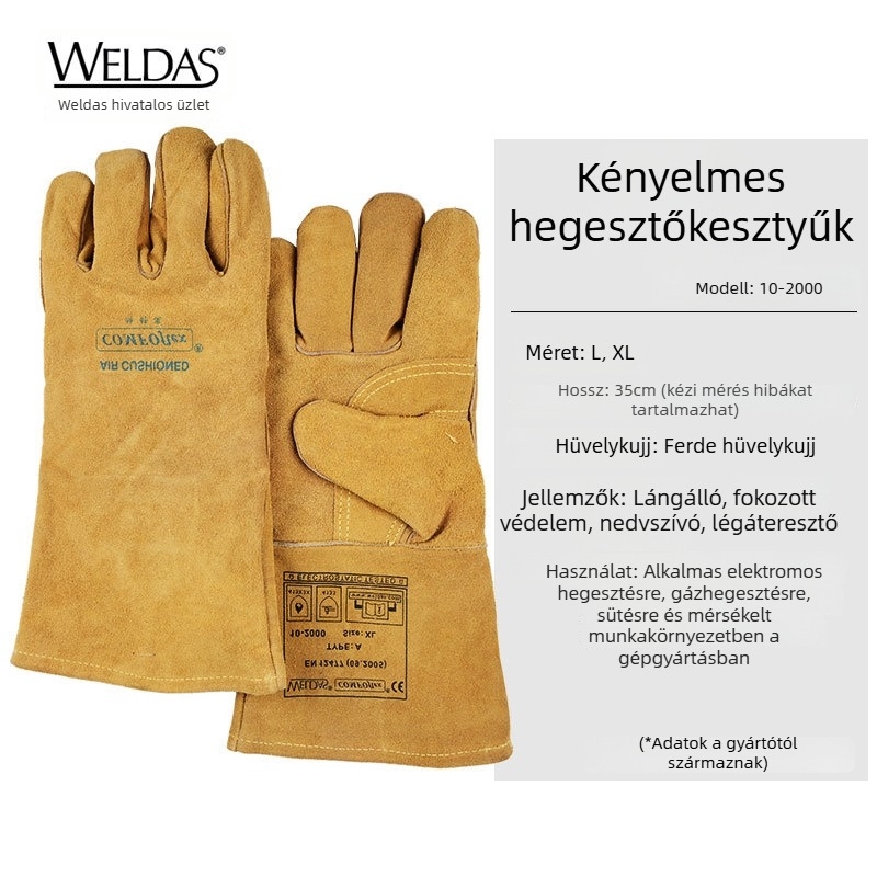 Weitshi 10-2000 lágy hegesztő kesztyűk, kopásállóak, hőállóak, szakadás- és szúrásállóak