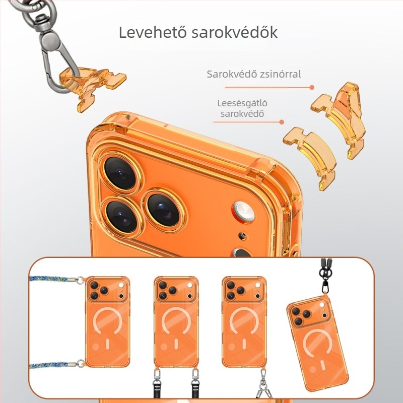 Az iPhone 17 Pro Maxhoz készült mágneses, cserélhető négy sarkú tokkal – teljes védelem, akril