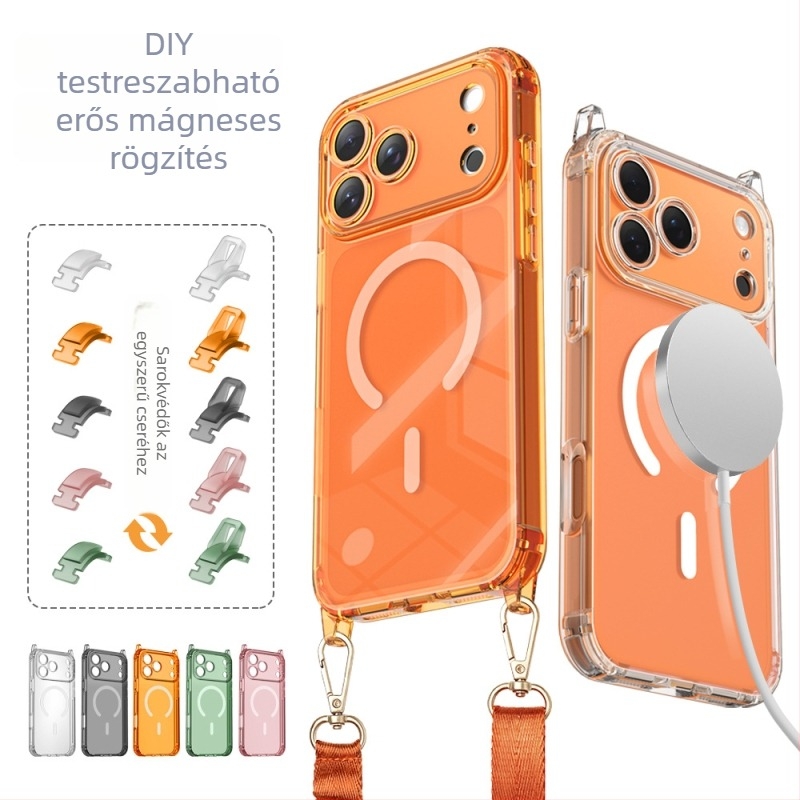 Az iPhone 17 Pro Maxhoz készült mágneses, cserélhető négy sarkú tokkal – teljes védelem, akril