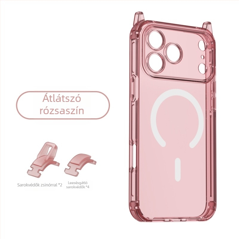 Az iPhone 17 Pro Maxhoz készült mágneses, cserélhető négy sarkú tokkal – teljes védelem, akril
