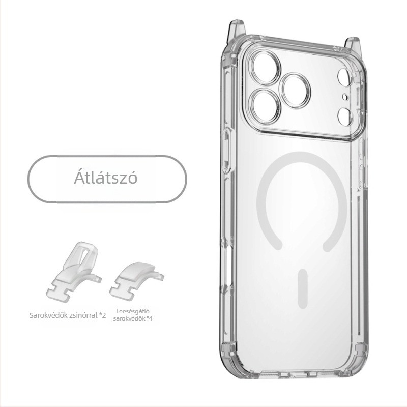 Az iPhone 17 Pro Maxhoz készült mágneses, cserélhető négy sarkú tokkal – teljes védelem, akril