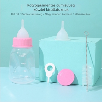 Youfan etetőüveg macskáknak és kutyáknak, 120 ml, PP test, cserélhető szilikon etetőbimbó