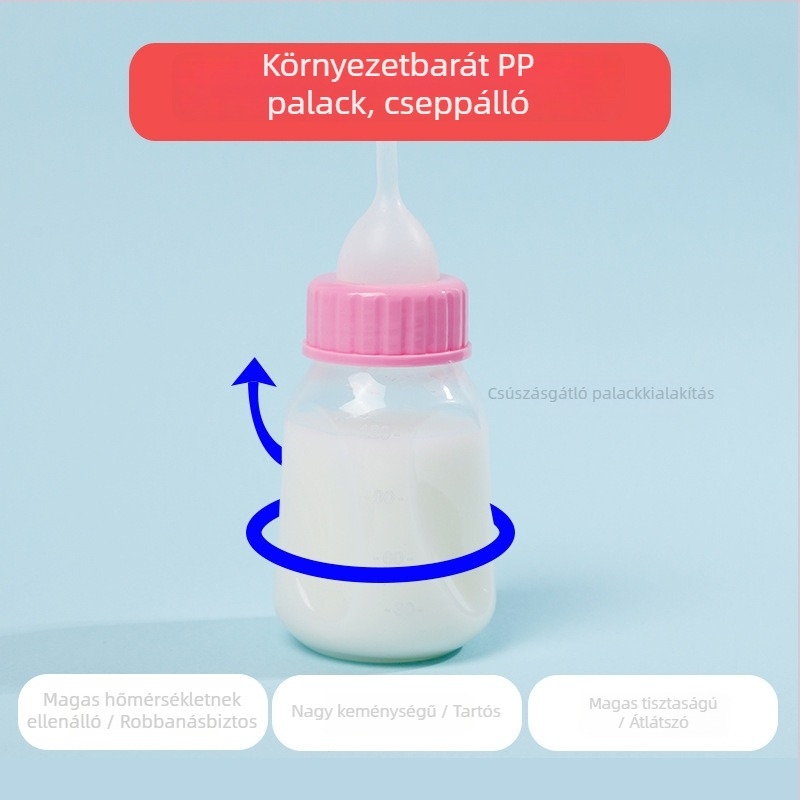 Youfan etetőüveg macskáknak és kutyáknak, 120 ml, PP test, cserélhető szilikon etetőbimbó