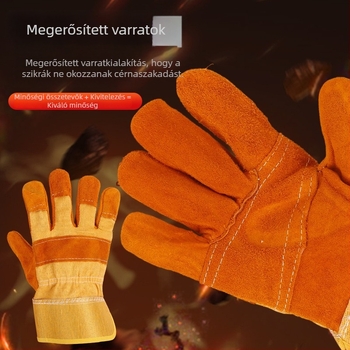 Személyre szabott marhabőr hegesztő kesztyűk, kettős tenyérrel, hőszigetelt, égési sérülések elleni védelem