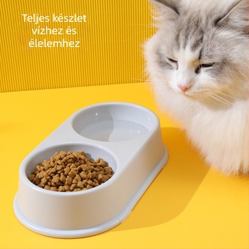 Ovális, dupla kutyáknak való etetőtál, vastított kivitel, nagy méret, fejlesztett verzió, letisztult stílus, új anyag