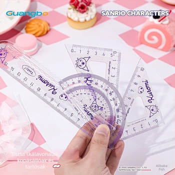 Guangbo 84224 Sanrio Kuromi és Melody rajz- és iskolai vonalzó készlet, 15 cm, 4 darab