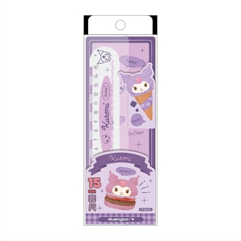 Guangbo 84224 Sanrio Kuromi és Melody rajz- és iskolai vonalzó készlet, 15 cm, 4 darab