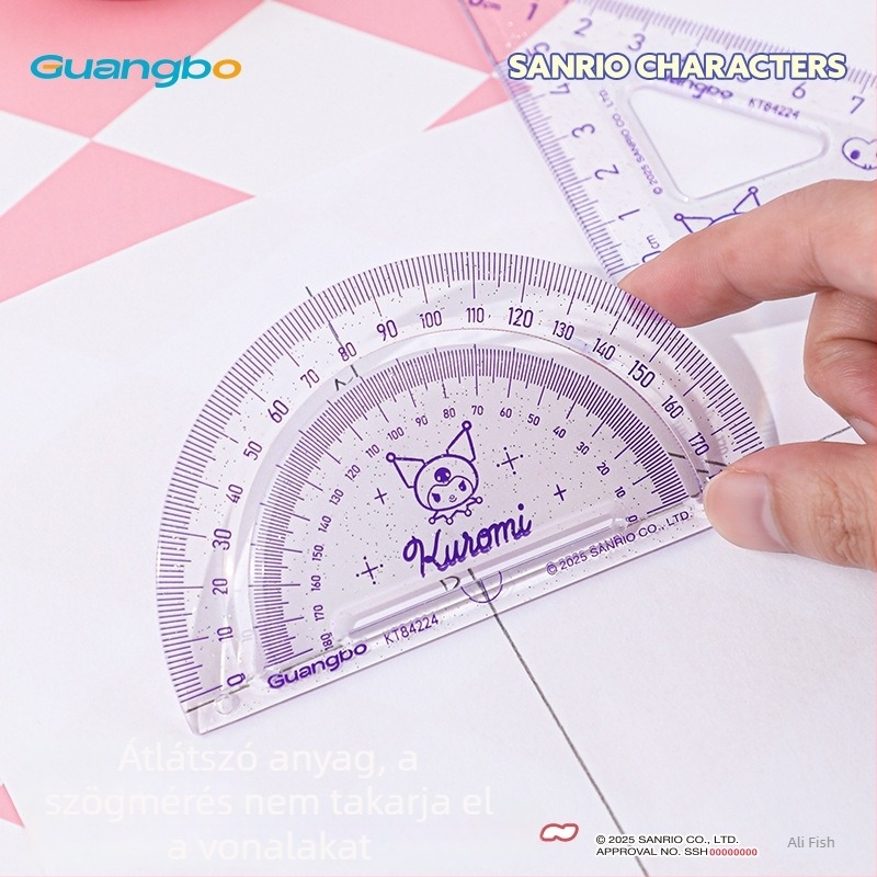 Guangbo 84224 Sanrio Kuromi és Melody rajz- és iskolai vonalzó készlet, 15 cm, 4 darab