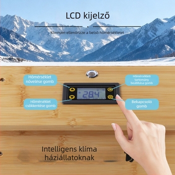 Intelligens hőmérséklet-szabályozású fa beltéri kisállatház nyuszik és tengerimalacok számára