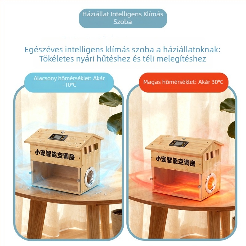 Intelligens hőmérséklet-szabályozású fa beltéri kisállatház nyuszik és tengerimalacok számára
