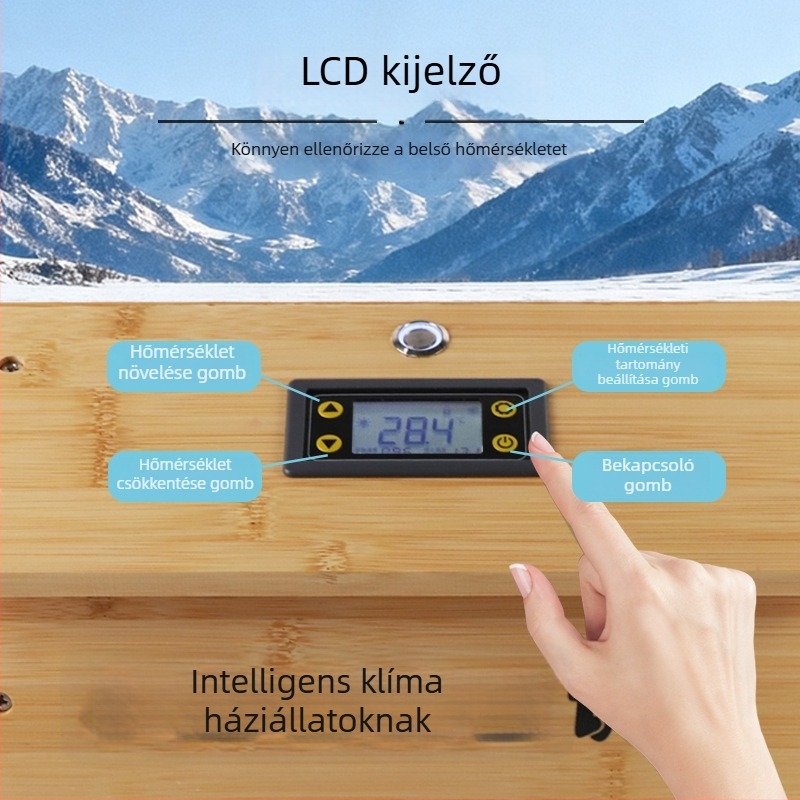 Intelligens hőmérséklet-szabályozású fa beltéri kisállatház nyuszik és tengerimalacok számára