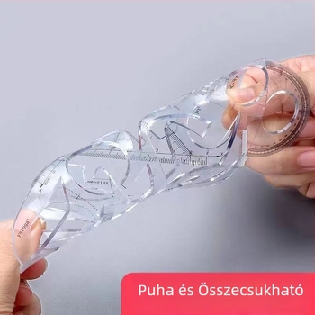 Többfunkciós geometriai vonalzókészlet szögmérővel és derékszögű háromszöggel
