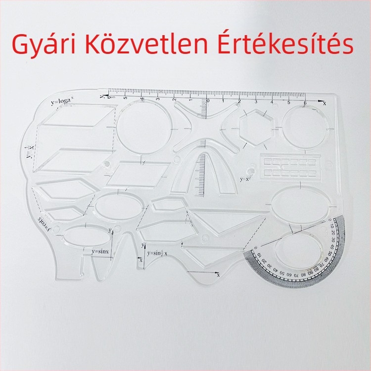 Többfunkciós geometriai vonalzókészlet szögmérővel és derékszögű háromszöggel