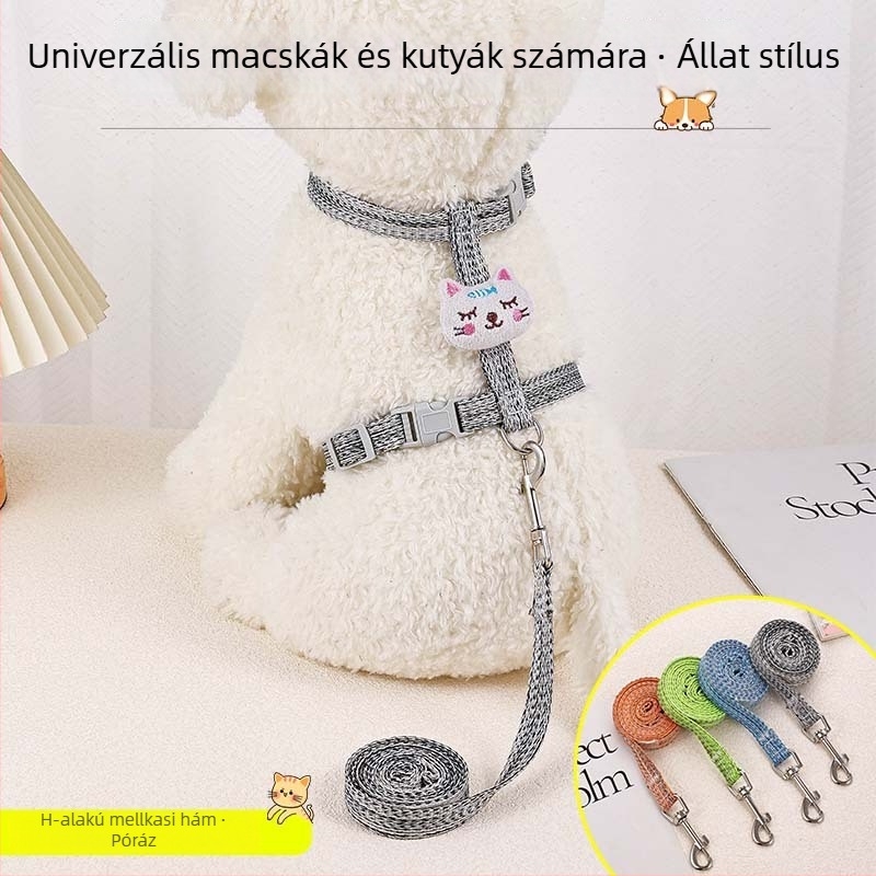 Mellény-stílusú kutyahám és póráz kisméretű kutyáknak, kölyköknek és macskáknak
