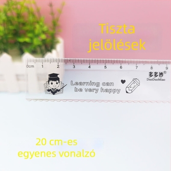 20 cm átlátszó négy darabos vonalzó készlet általános iskolai használatra, tartalmaz egy egyenes vonalzót, egy háromszögvonalzót és egy szögmérőt