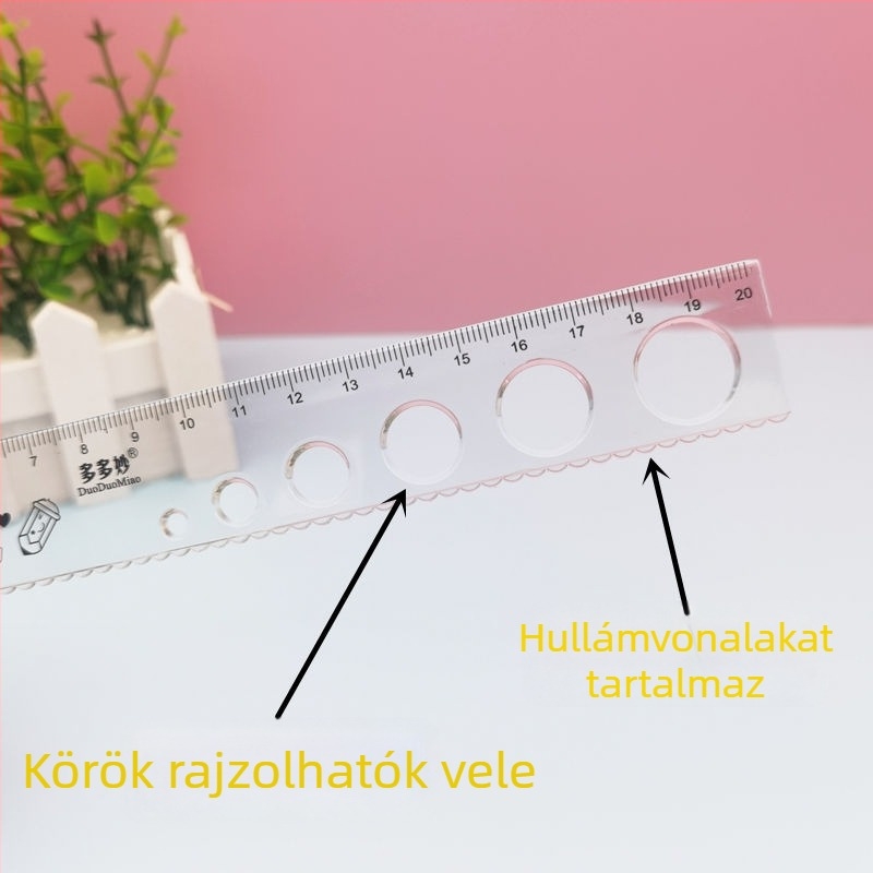 20 cm átlátszó négy darabos vonalzó készlet általános iskolai használatra, tartalmaz egy egyenes vonalzót, egy háromszögvonalzót és egy szögmérőt