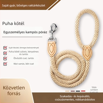 Kutyapóráz kenderkötélből, kis-, közép- és nagytestű kutyáknak, egy kampóval, kézben nem irritáló.