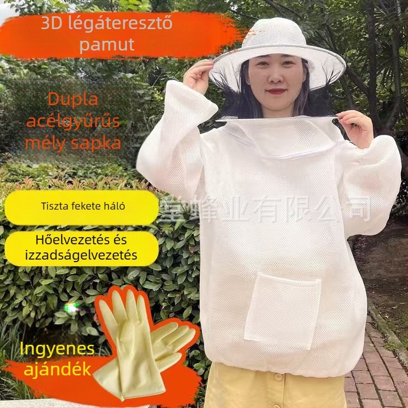 2024-es frissítésű 3D lélegző méhésztop, féltestes védelem, vastagabb lélegző védőruha a csípések ellen